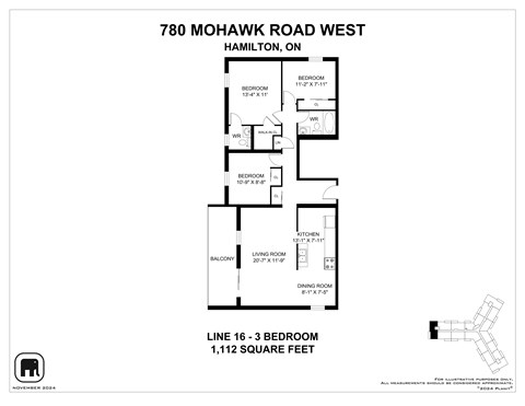 A floor plan for a property at 780 Mohawk Road West, Hamilton, ON is displayed.